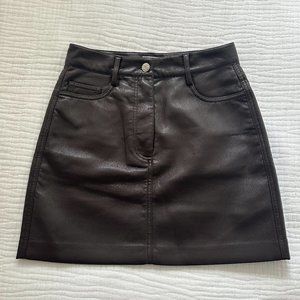 Artizia Wilfred - Brown Vegan Leather Mini Skirt